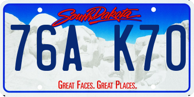 SD license plate 76AK70