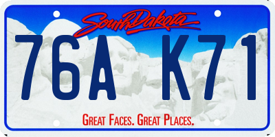 SD license plate 76AK71