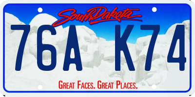 SD license plate 76AK74