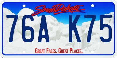 SD license plate 76AK75