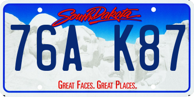 SD license plate 76AK87
