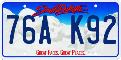 SD license plate 76AK92