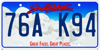 SD license plate 76AK94