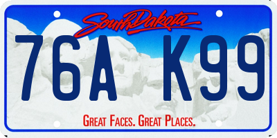 SD license plate 76AK99