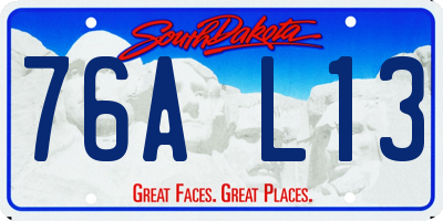 SD license plate 76AL13