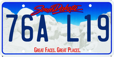 SD license plate 76AL19
