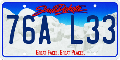 SD license plate 76AL33