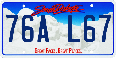 SD license plate 76AL67