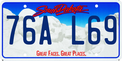 SD license plate 76AL69