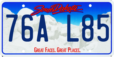SD license plate 76AL85