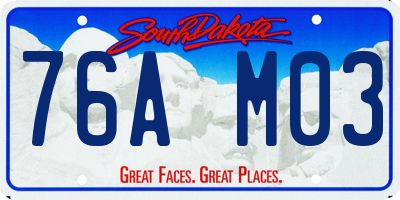 SD license plate 76AM03