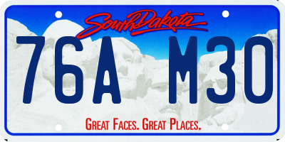 SD license plate 76AM30