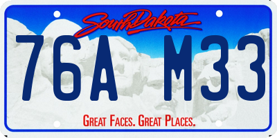 SD license plate 76AM33