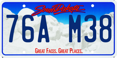 SD license plate 76AM38