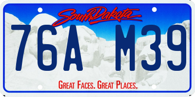 SD license plate 76AM39