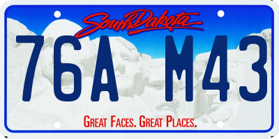 SD license plate 76AM43