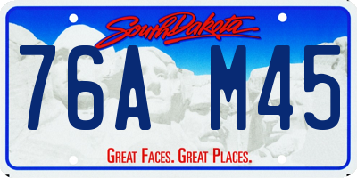 SD license plate 76AM45