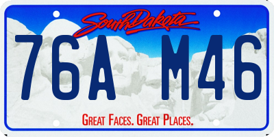 SD license plate 76AM46