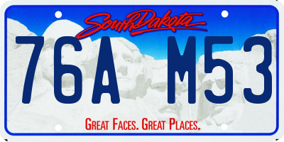 SD license plate 76AM53