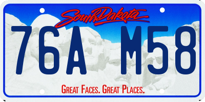 SD license plate 76AM58