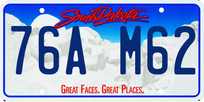 SD license plate 76AM62