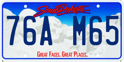 SD license plate 76AM65