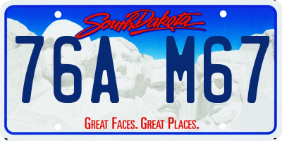 SD license plate 76AM67