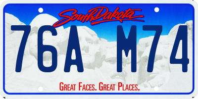 SD license plate 76AM74