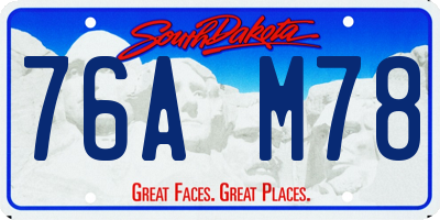 SD license plate 76AM78