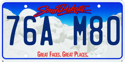 SD license plate 76AM80