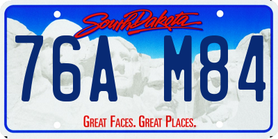 SD license plate 76AM84