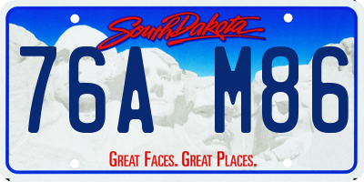 SD license plate 76AM86