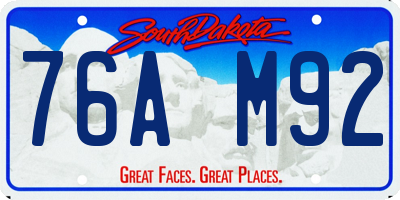 SD license plate 76AM92