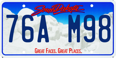 SD license plate 76AM98