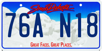 SD license plate 76AN18
