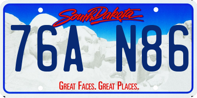 SD license plate 76AN86