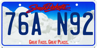 SD license plate 76AN92
