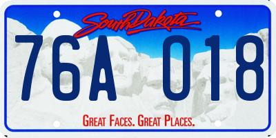 SD license plate 76AO18