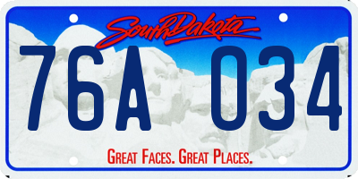 SD license plate 76AO34
