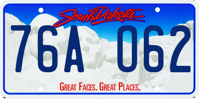 SD license plate 76AO62