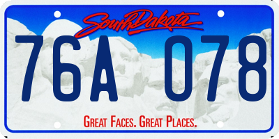 SD license plate 76AO78
