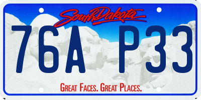 SD license plate 76AP33