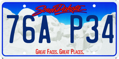 SD license plate 76AP34