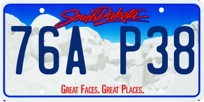 SD license plate 76AP38