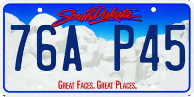 SD license plate 76AP45
