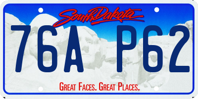 SD license plate 76AP62