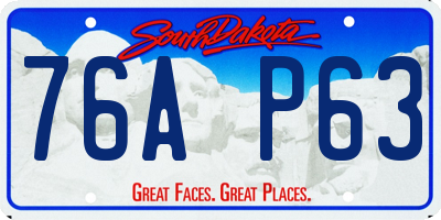SD license plate 76AP63