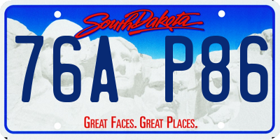 SD license plate 76AP86