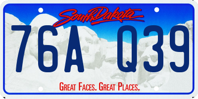SD license plate 76AQ39