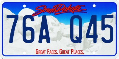 SD license plate 76AQ45